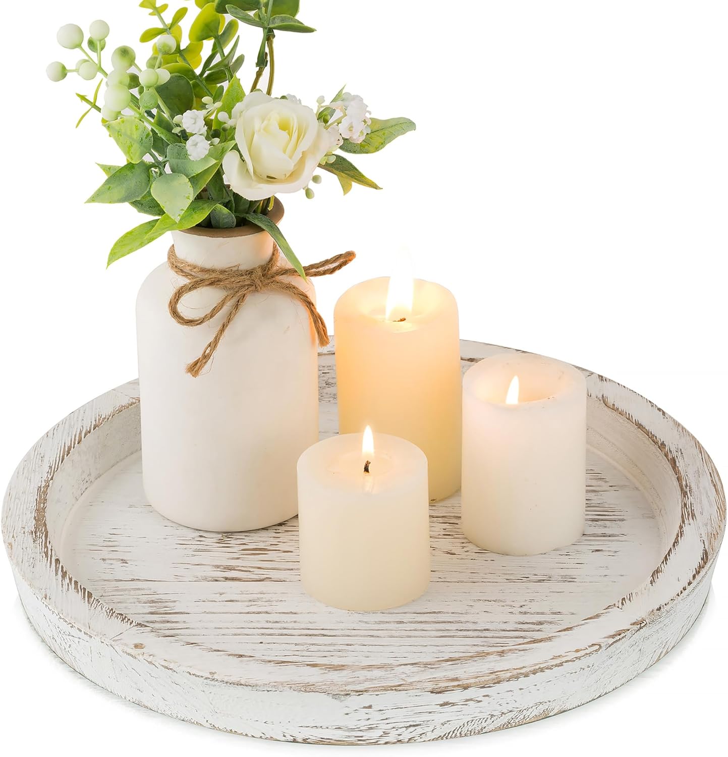 Round Farmhouse Black Candle — White Rustic