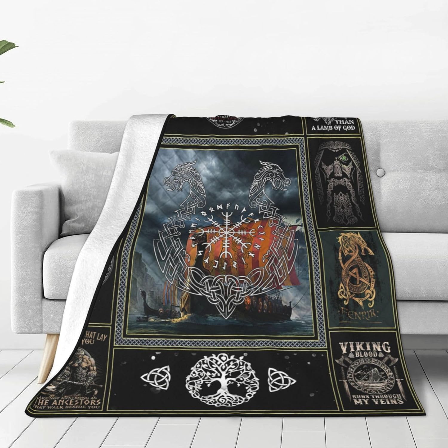 Black Throw Pillow — 50" — Black Viking