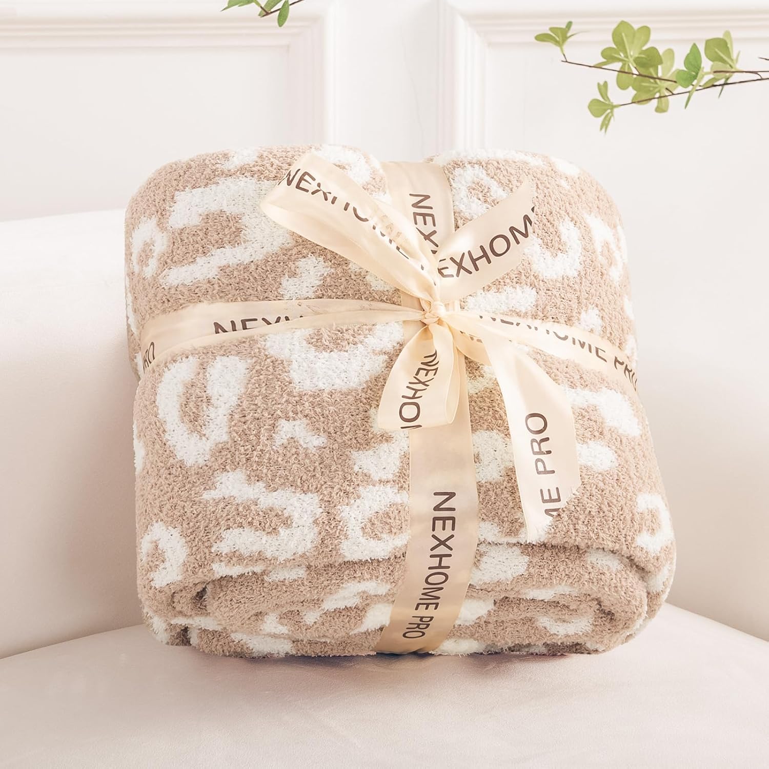 Luxe Beige Throw Pillow — 50" — Leopard Beige
