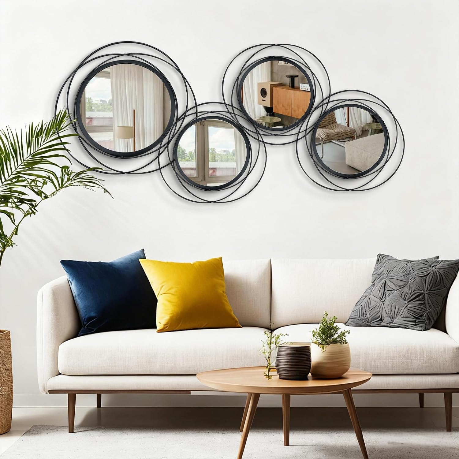 Boho Black Round Mirror - View 3