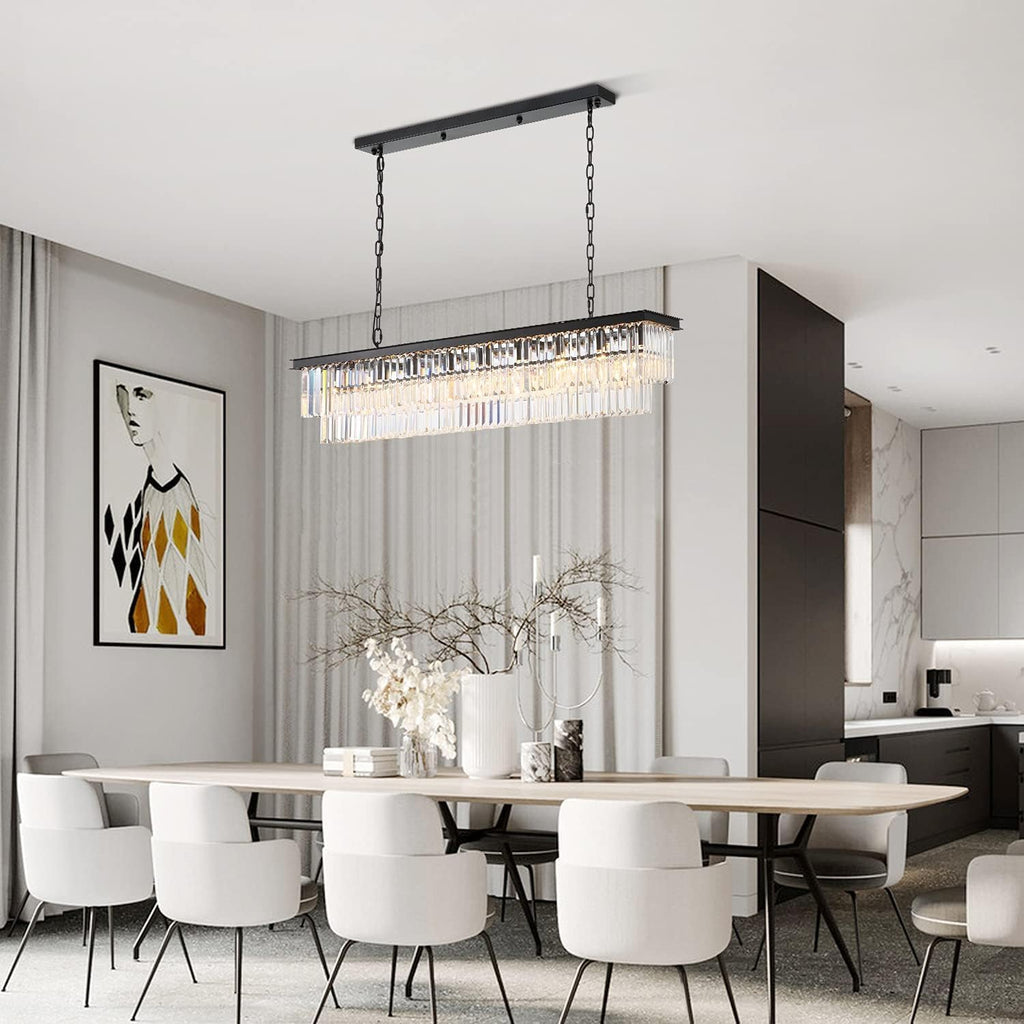 Rectangular Luxe Glass Chandelier — 47" - View 2