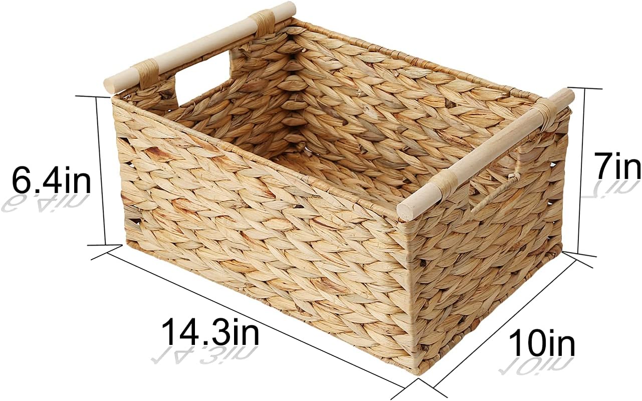 Rectangular Boho Wood Woven Basket - View 2