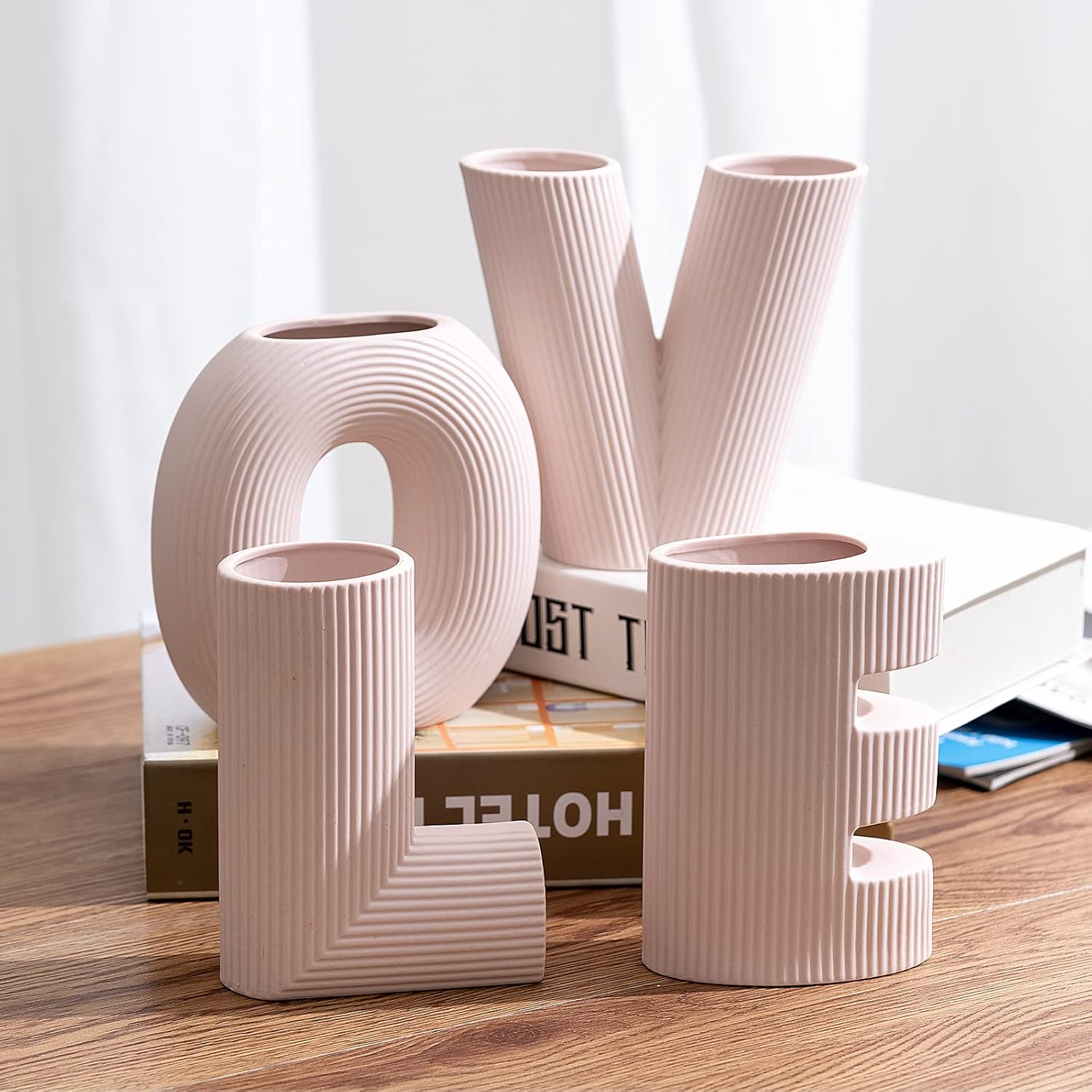 Boho Pink Decorative Vase — Set of 4 — Pink