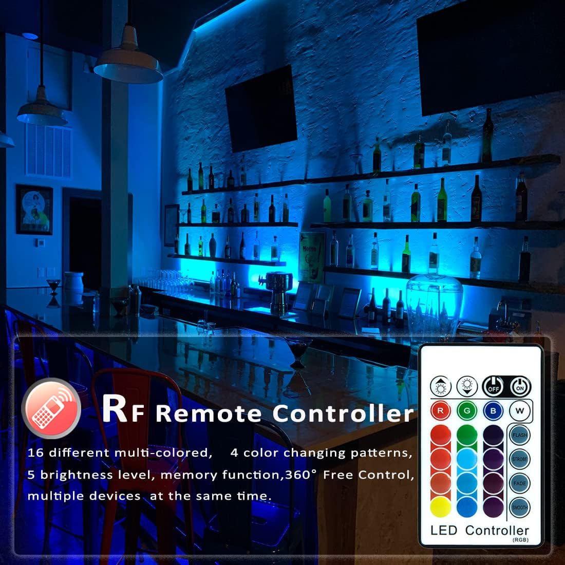 Color Changing Metal LED Strip Lights — 40" - View 3