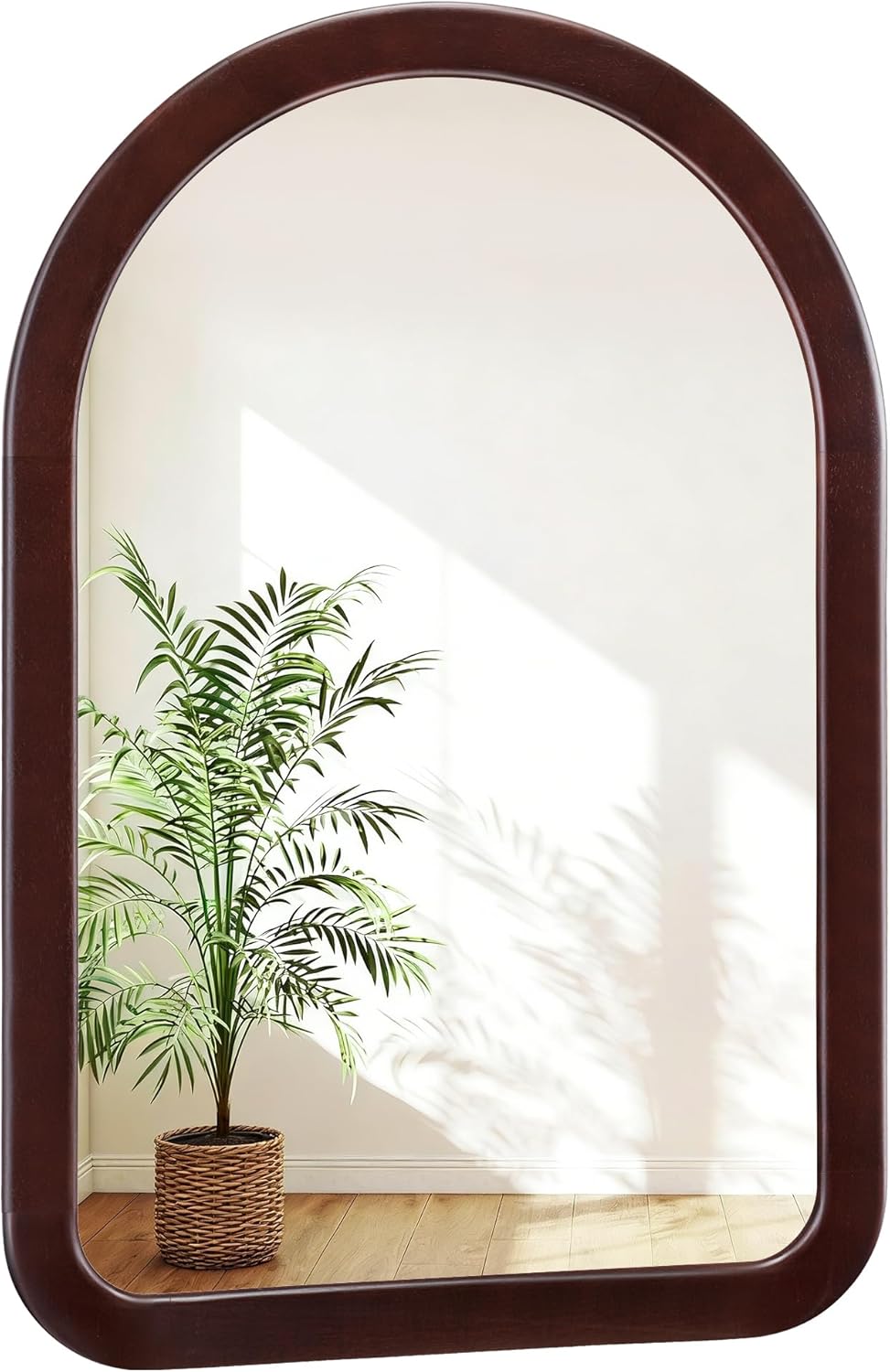 Round Farmhouse Brown Wall Mirror — 30" — 36"L x 24"W