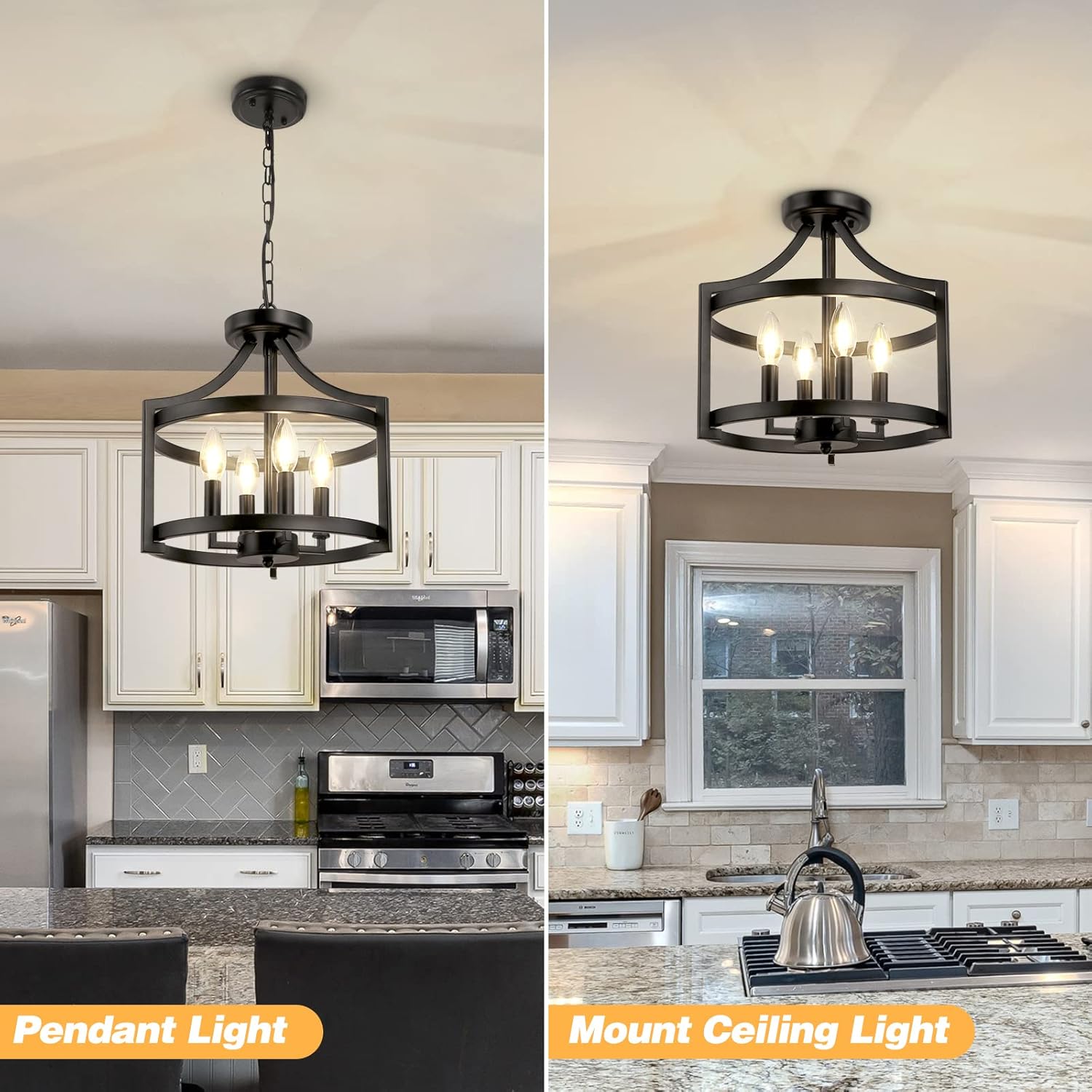 Convertible Farmhouse Black Chandelier - View 2