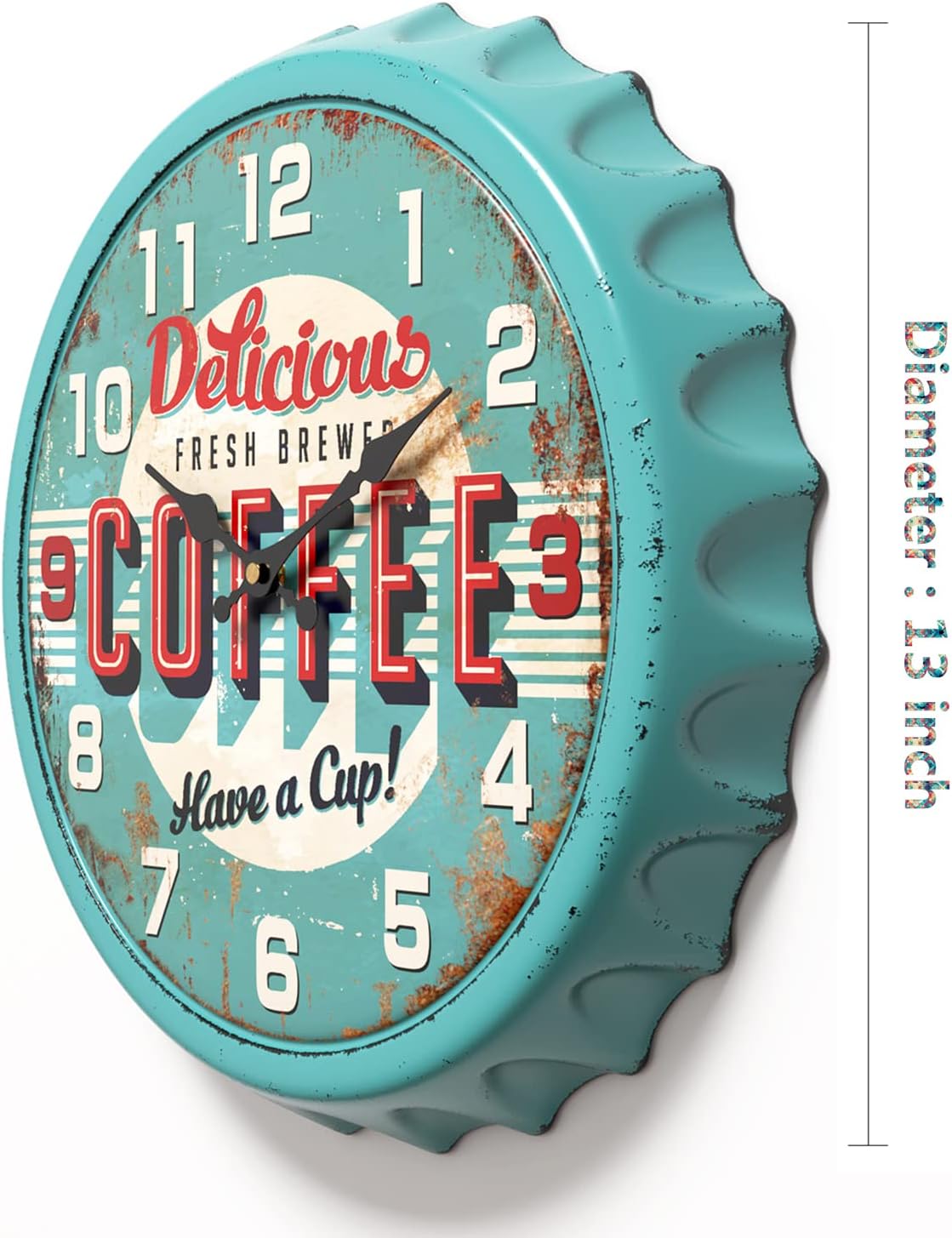 Battery Operated Farmhouse Blue Wall Clock — 13" - View 2