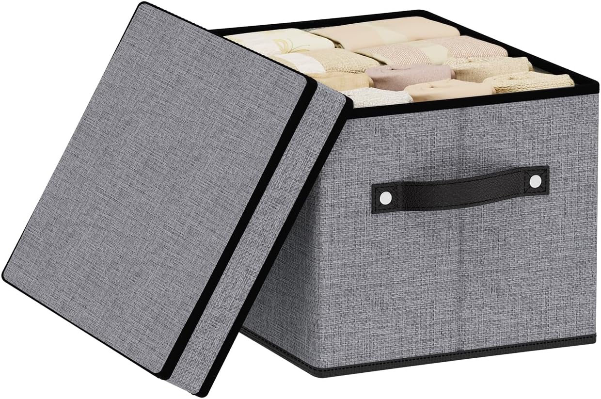 Beige Storage Bin — 13" — Grey