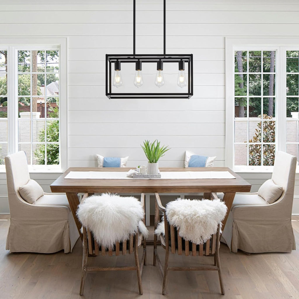 Adjustable Farmhouse Black Chandelier — 4-Light - View 9