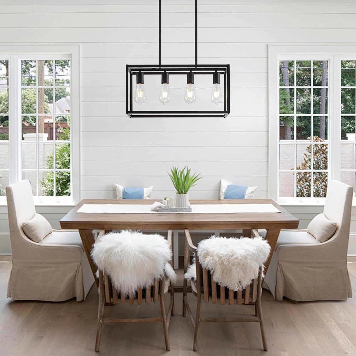 Adjustable Farmhouse Black Chandelier — 4-Light - View 9
