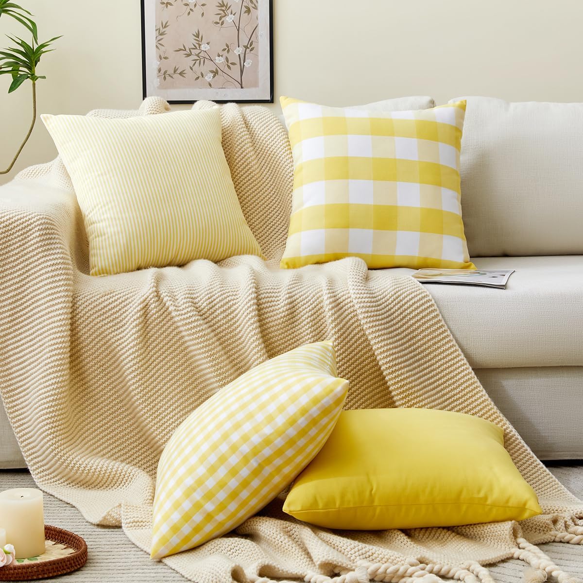 Boho Beige Throw Pillow Cover — 18" - View 6