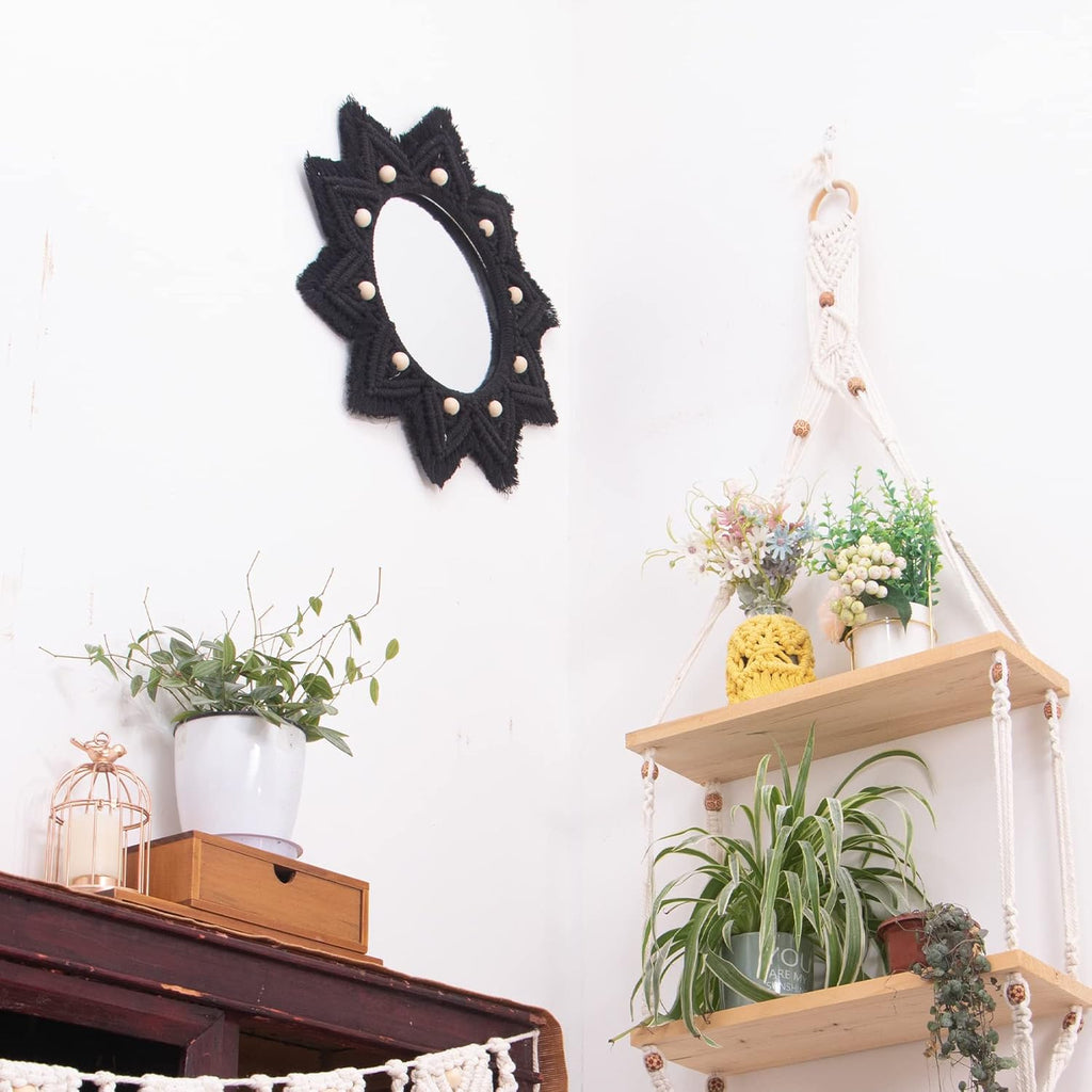 Boho Black Round Mirror - View 4