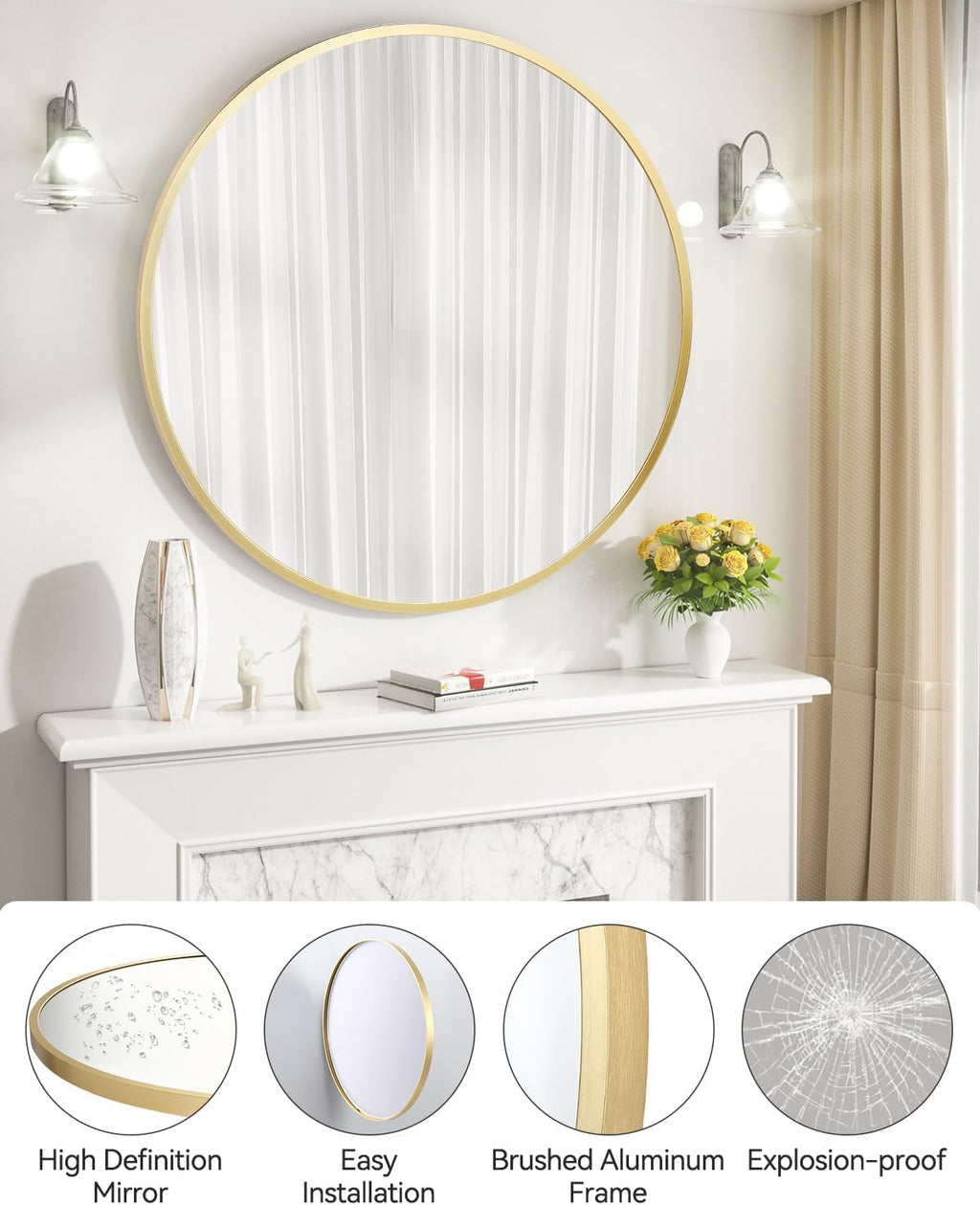 Round Farmhouse Black Wall Mirror — 30.1" - View 8