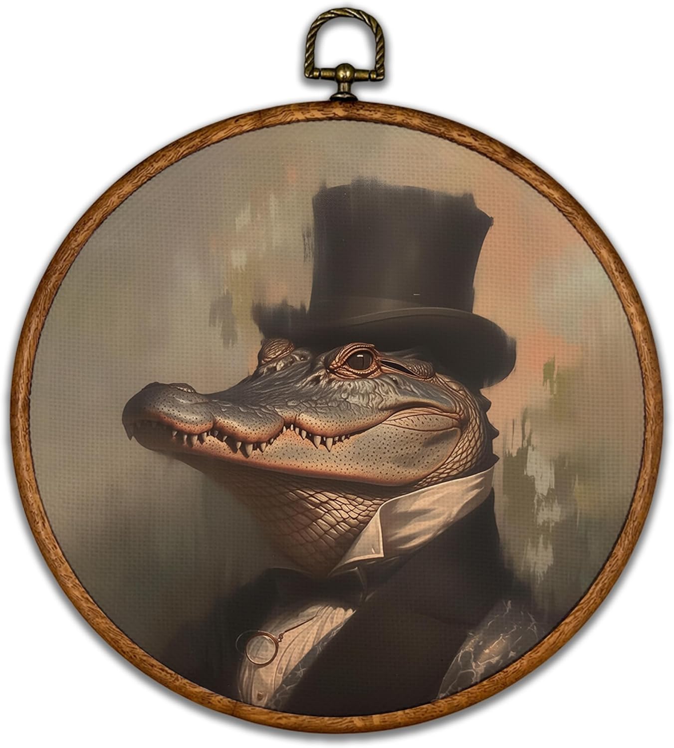 Vintage Farmhouse Fabric Wall Art — 10" — Crocodile