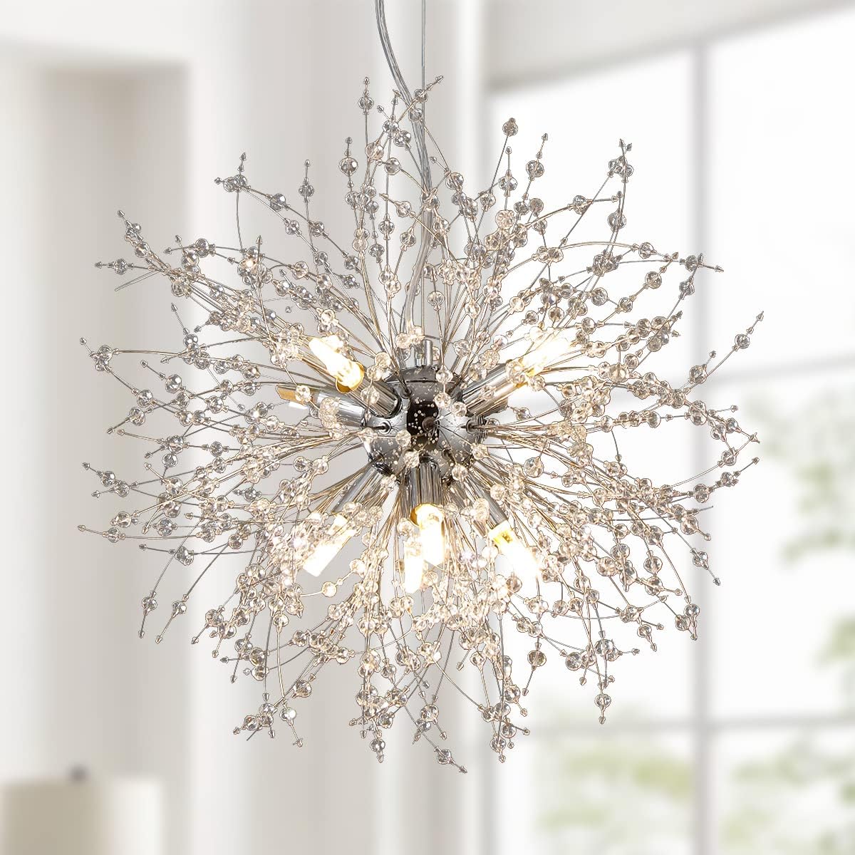 Luxe Metal Chandelier — 12-Light — Chrome - Dia15.7in