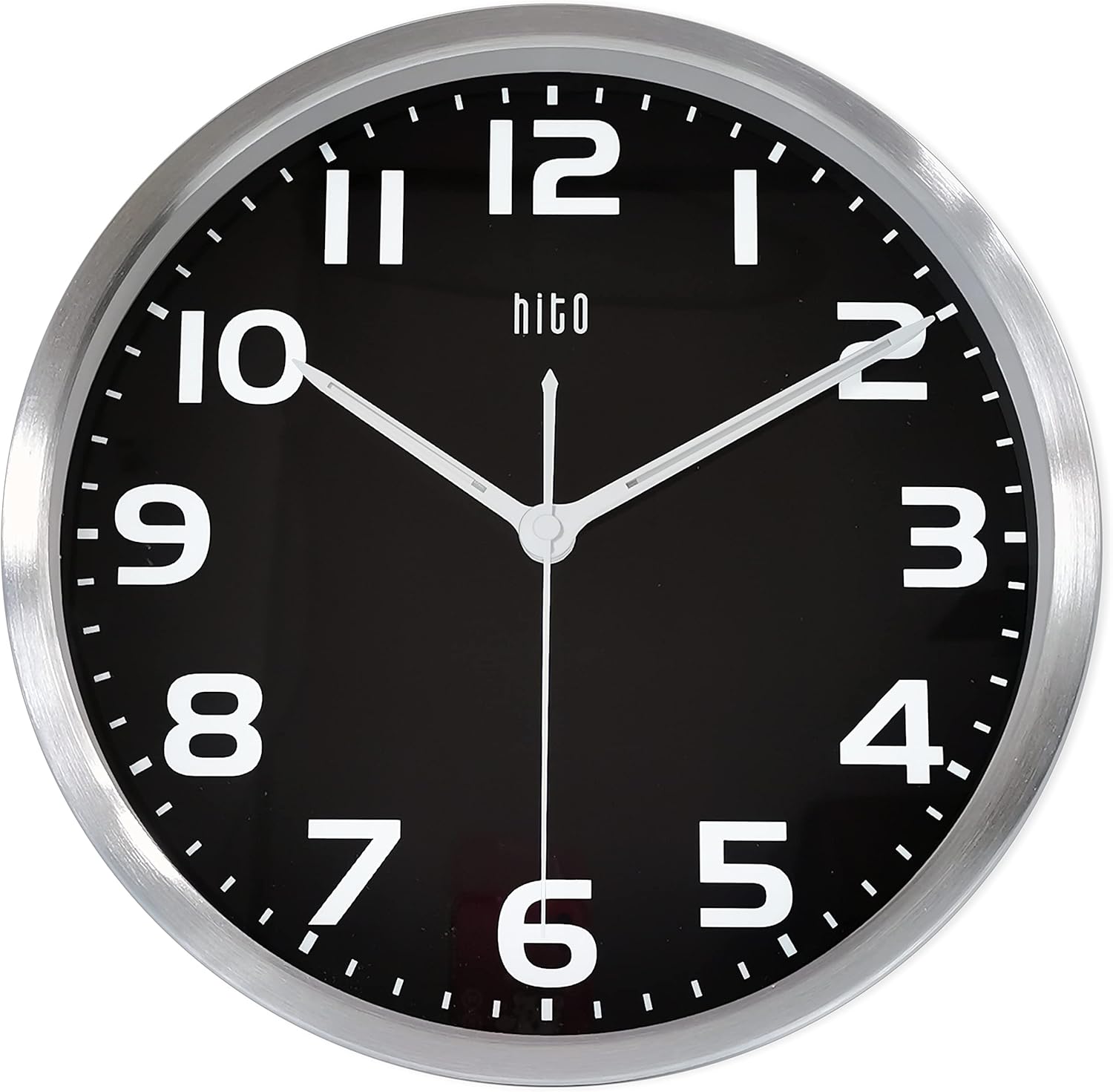 Battery Operated Black Wall Clock — 14" — Hands + Numbers Illuminate