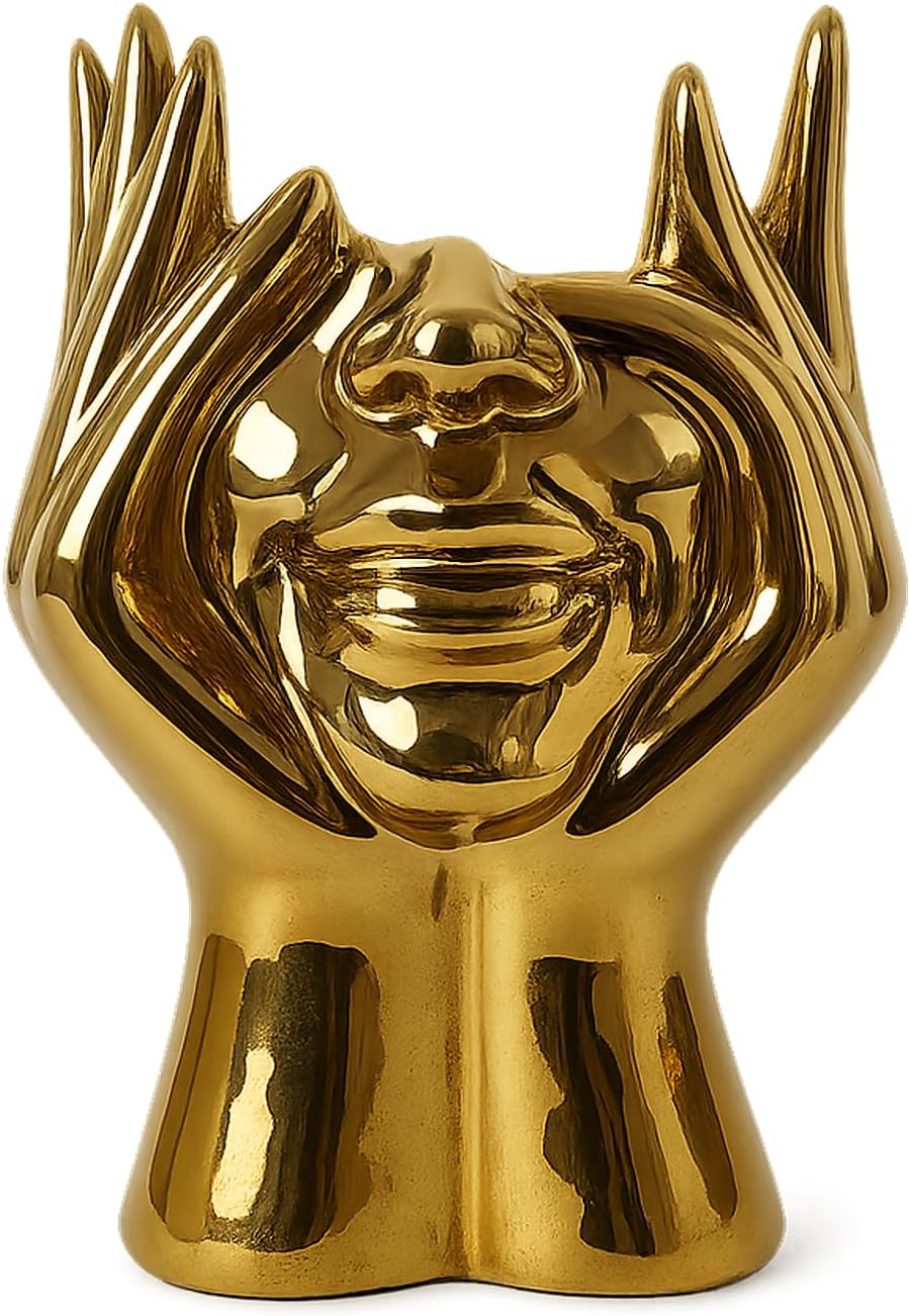 Luxe Ceramic Vase — Gold-C