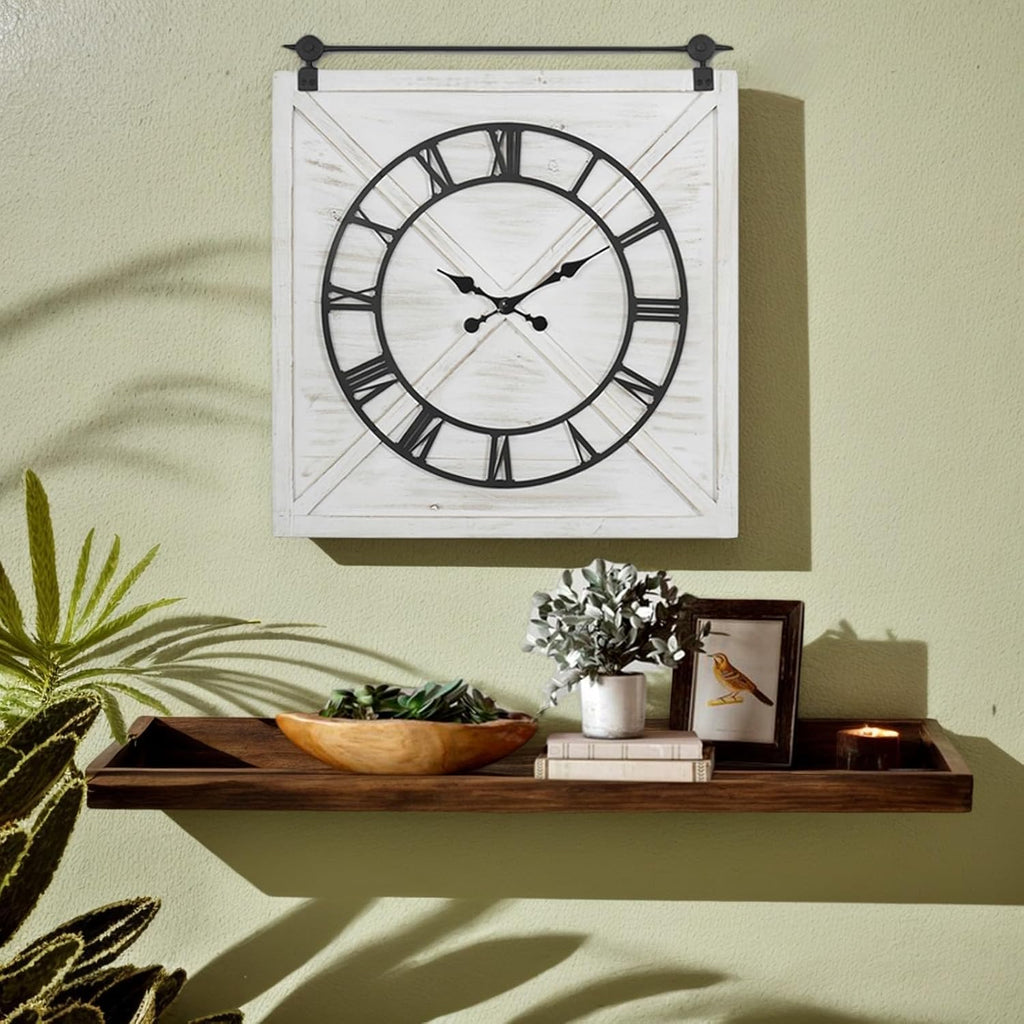 Battery Operated Farmhouse Wall Clock — 29.5" - View 8