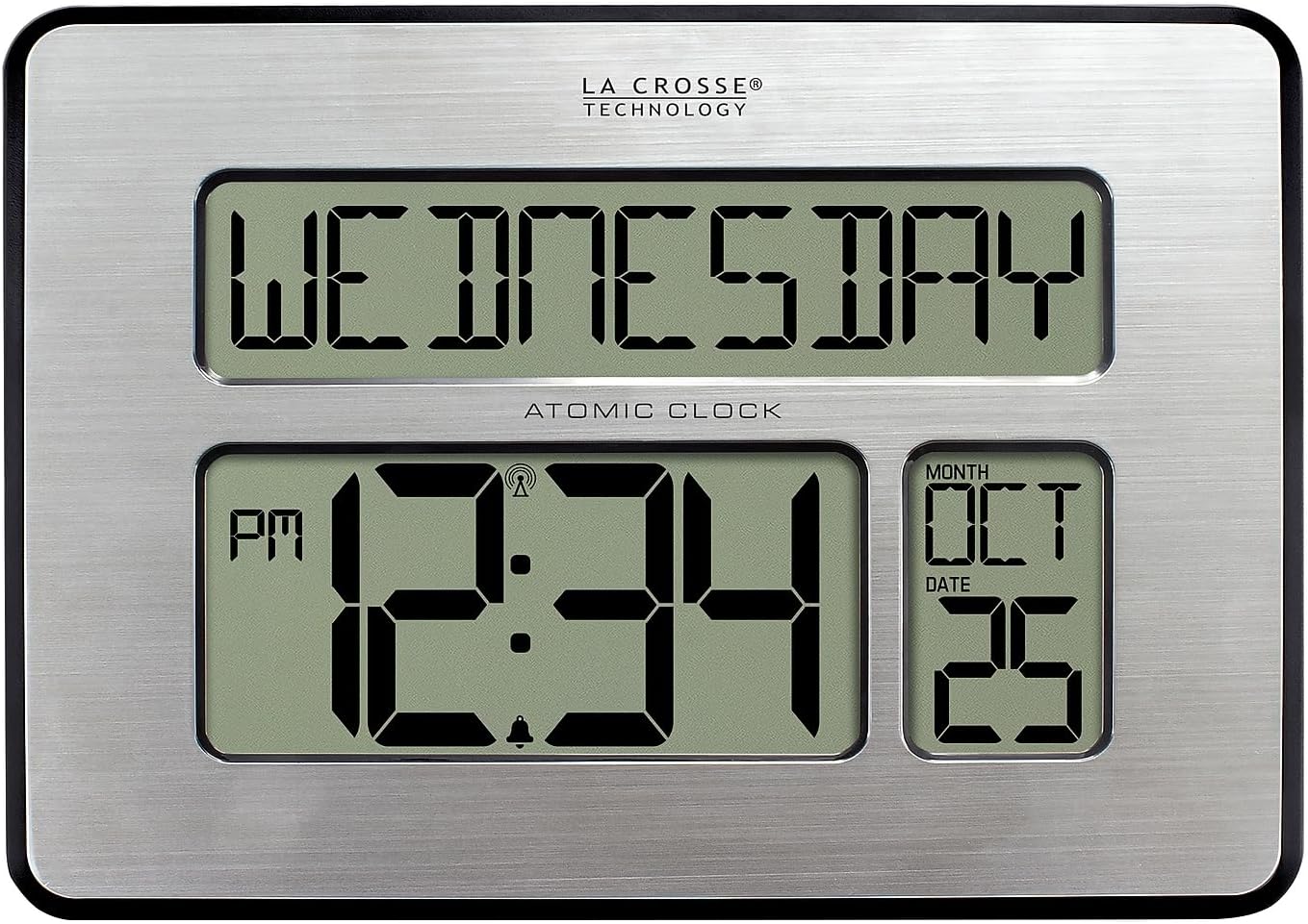 Mid-Century Black Wall Clock — 9.84" — Silver