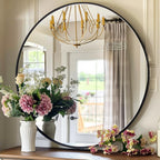 Round Black Wall Mirror — 30" — Black