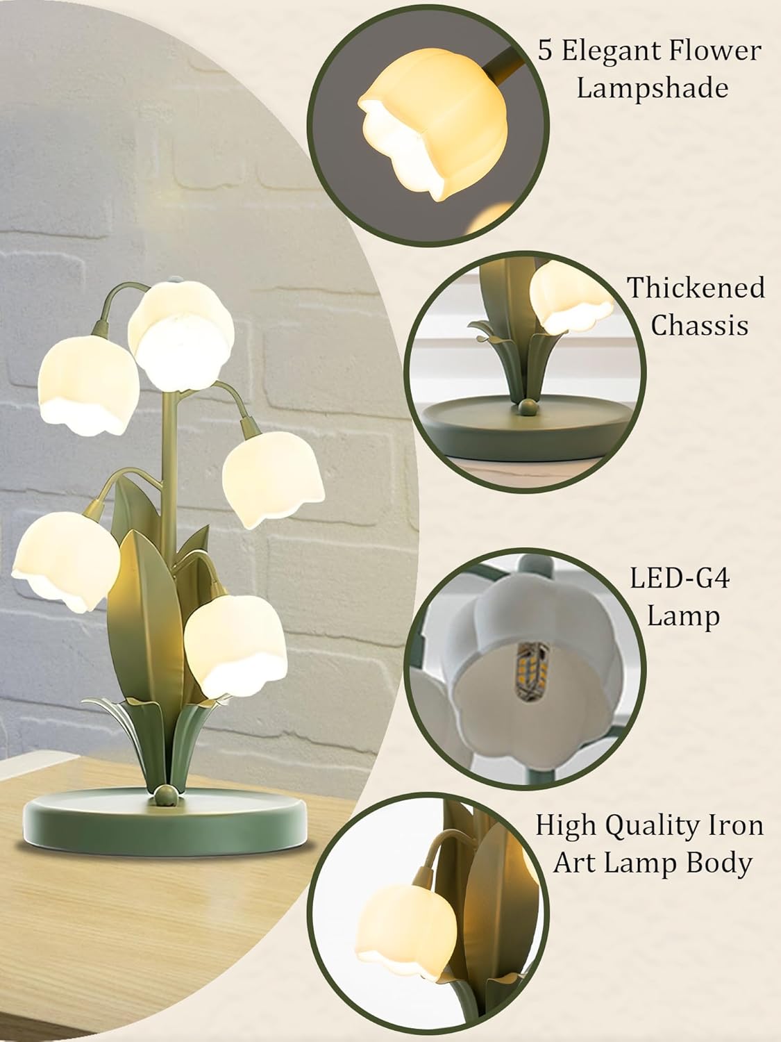 Vintage Green Bedside Lamp - View 3