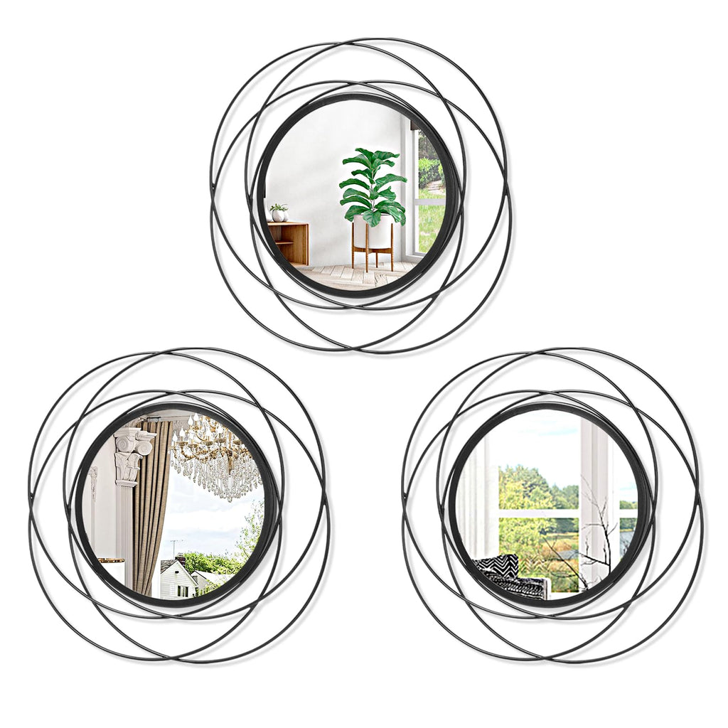 Round Black Wall Mirror — 12"