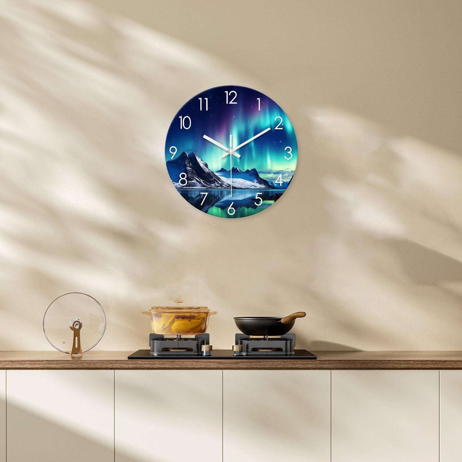Battery Operated Modern Black Wall Clock — 12" - View 3