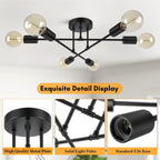 Modern Black Chandelier — 6-Light - View 5