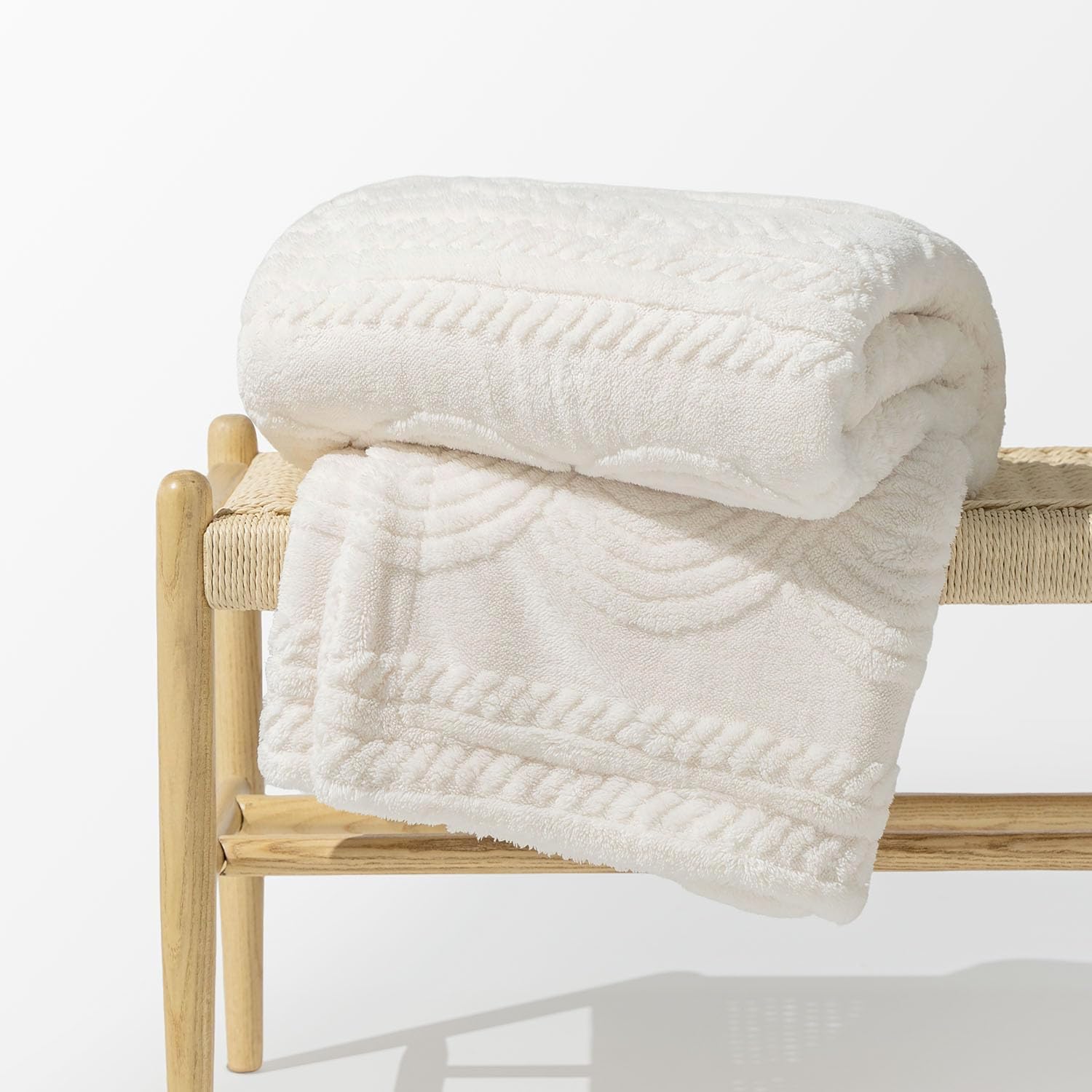 Boho Beige Throw Pillow — 50" — Ivory White