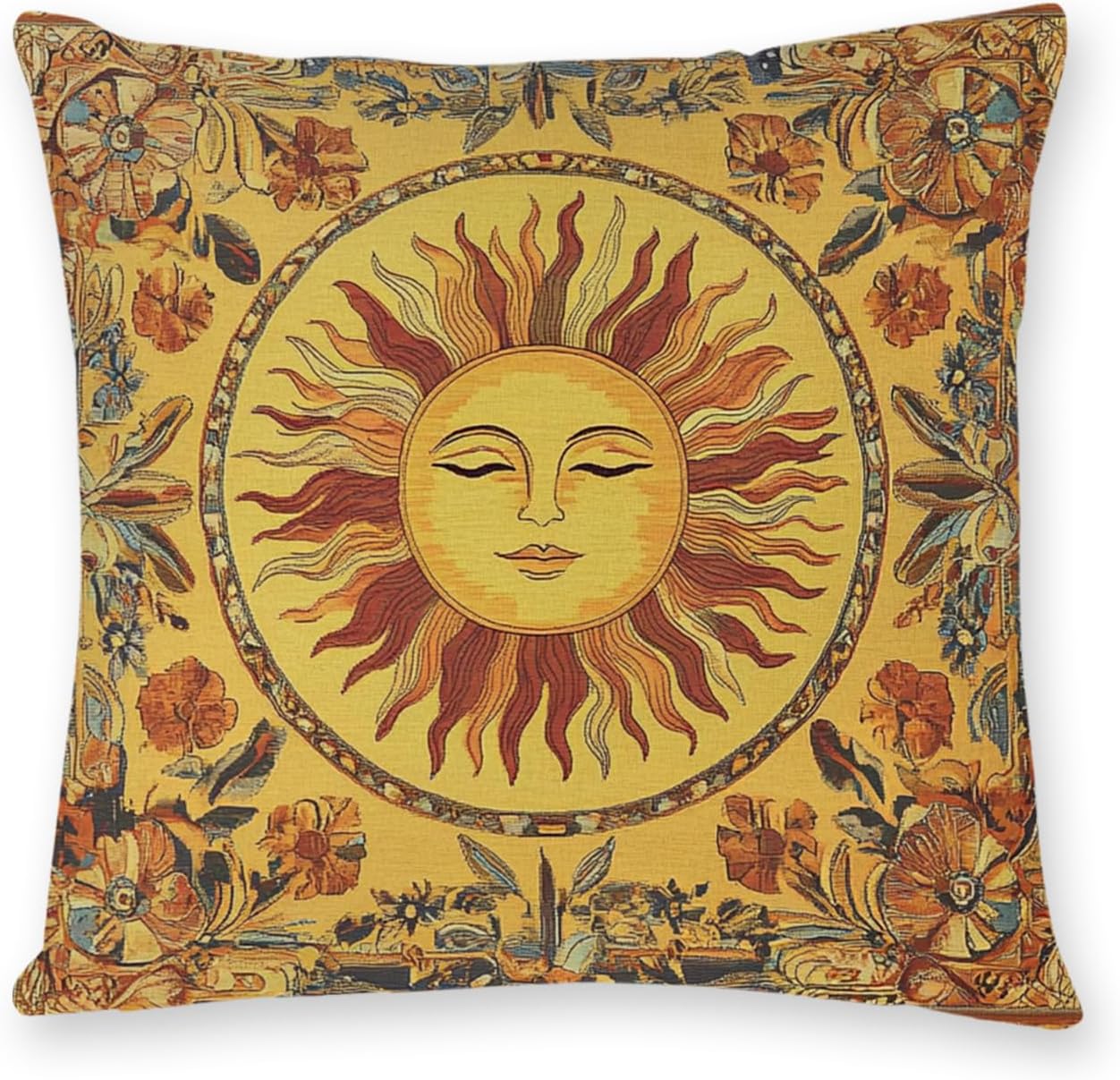 Vintage Boho Black Throw Pillow Cover — 18" — Moon