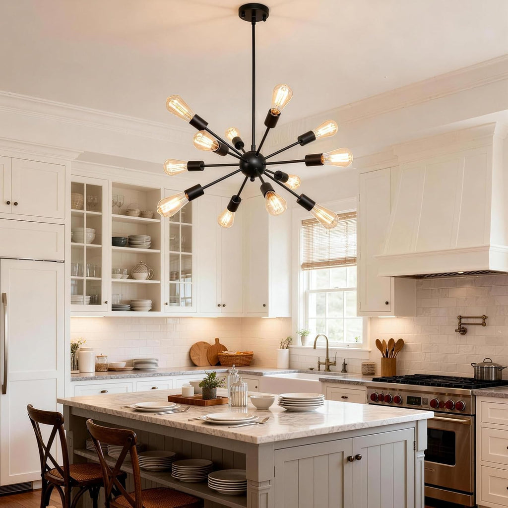 Vintage Farmhouse Black Chandelier — 12-Light - View 8