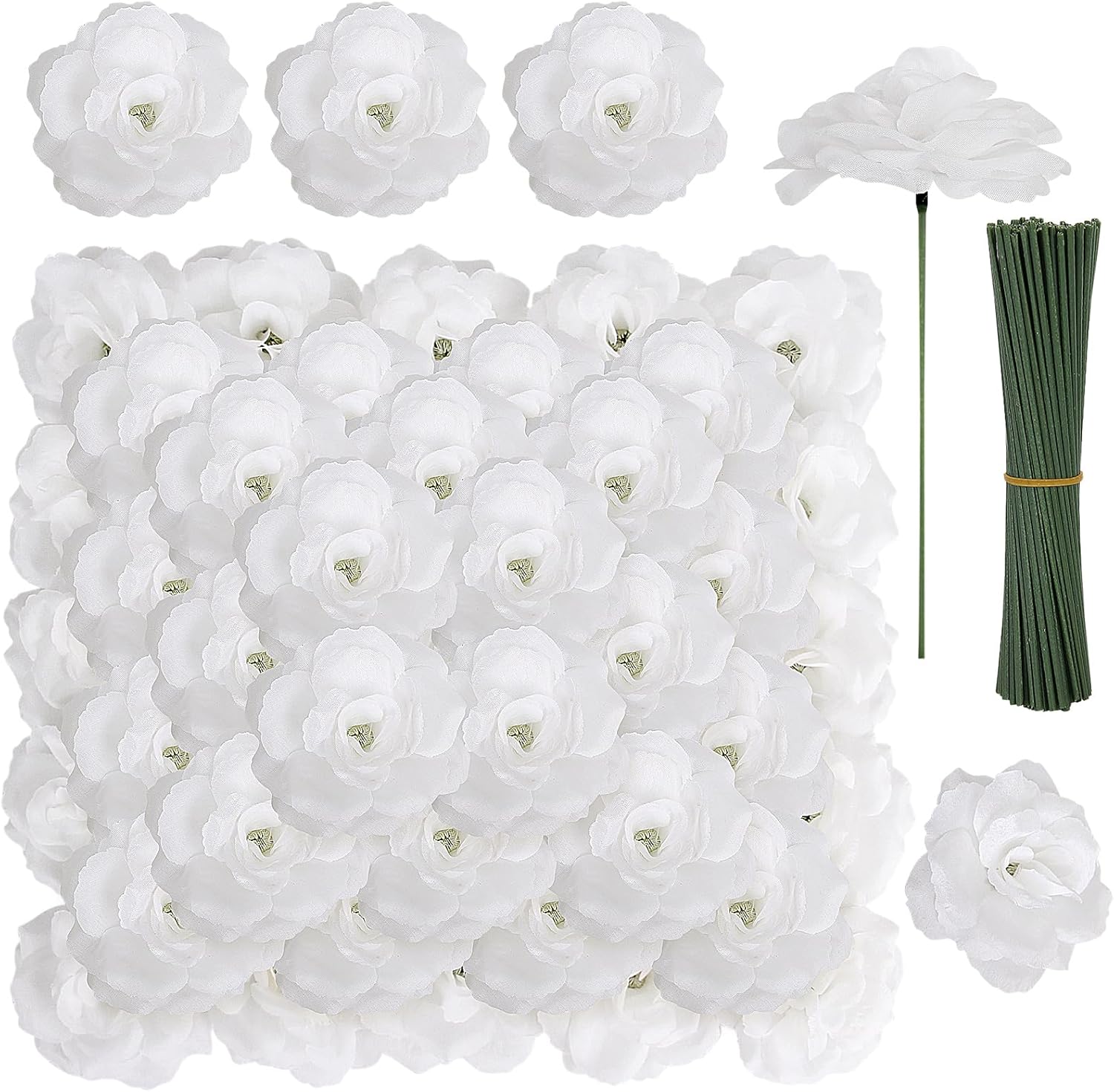 Luxe Black Artificial Flowers — 3.1" — White