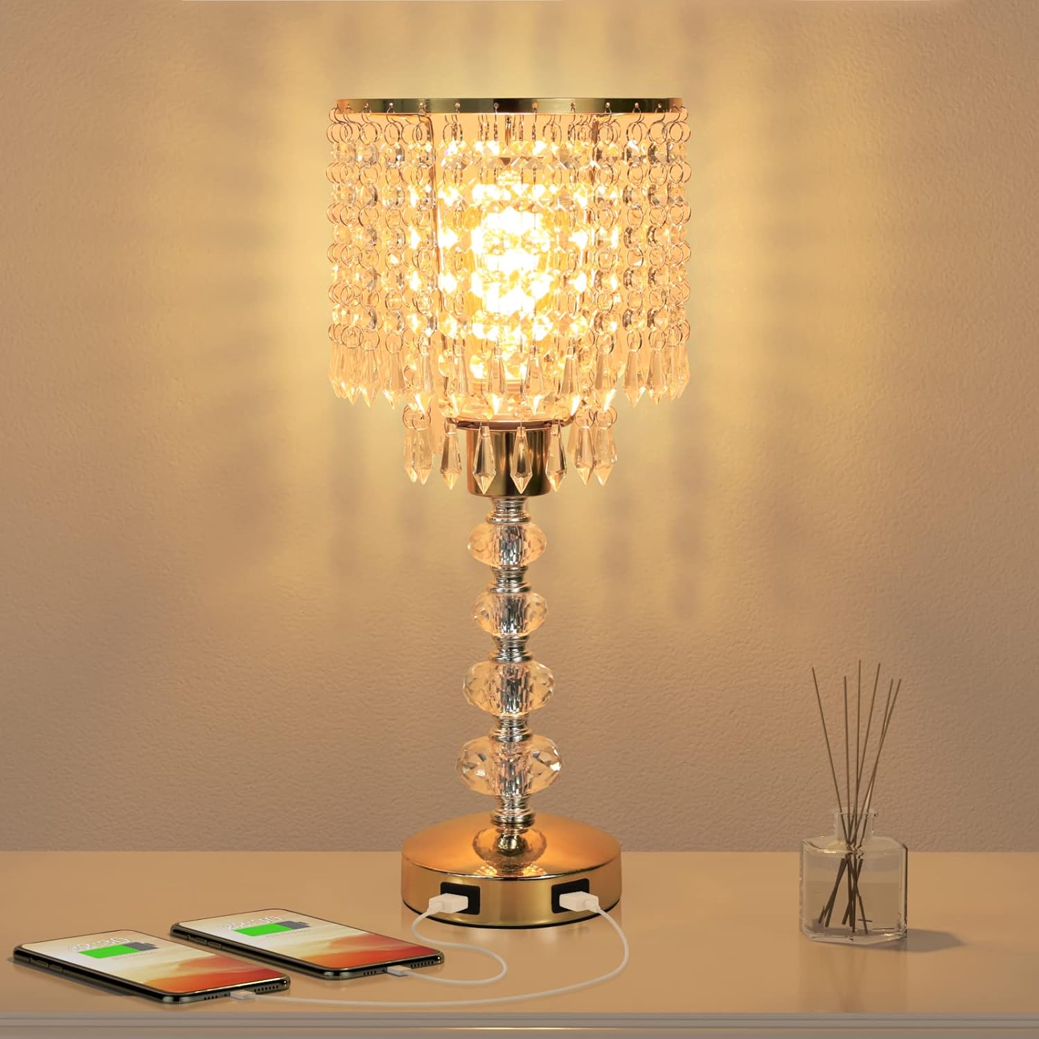 Dimmable Luxe Gold Bedside Lamp - View 7