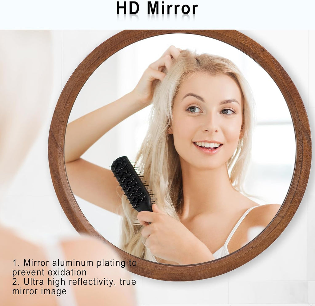 Round Boho Brown Mirror — 24" - View 4