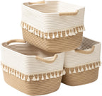 Boho Black Vase — Set of 3 — White & Jute