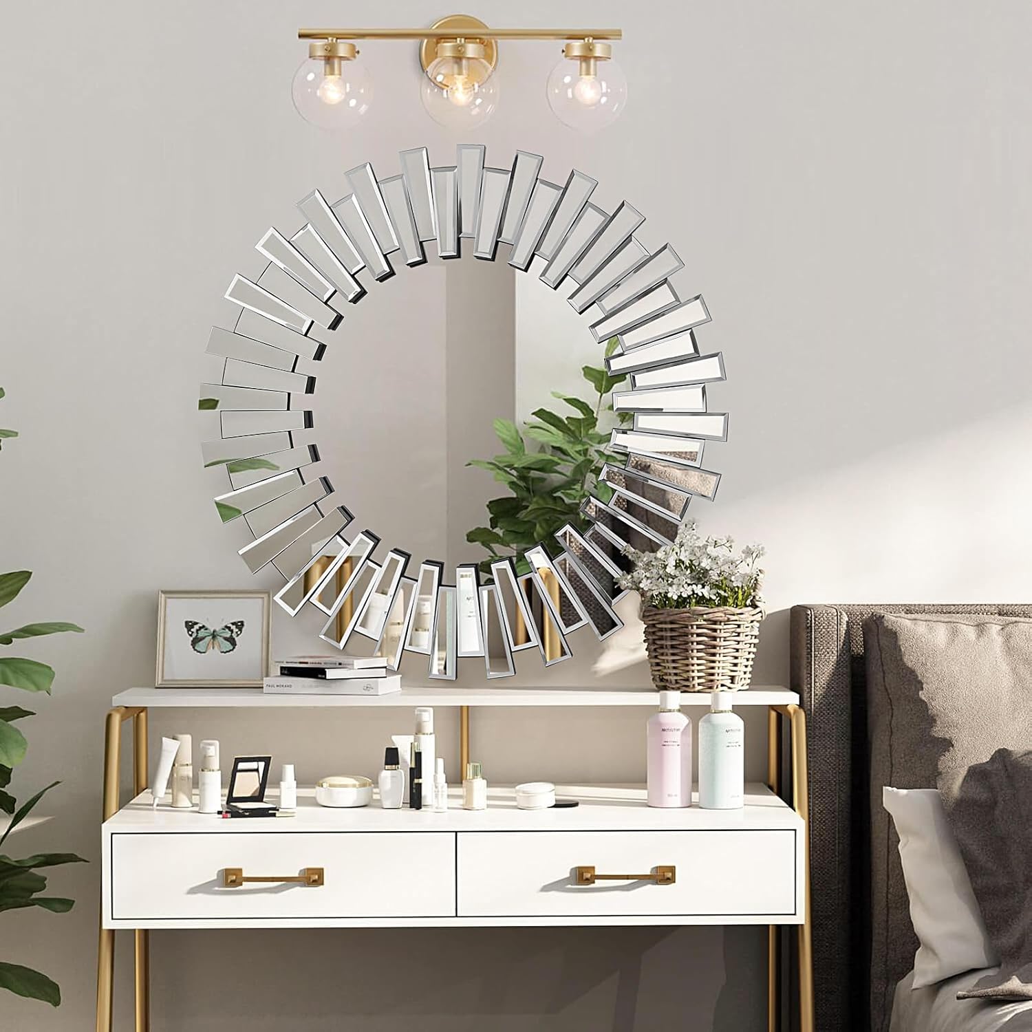 Framed Brown Wall Mirror — 32" - View 4