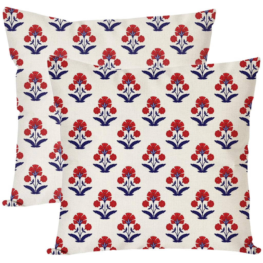 Vintage Boho Blue Throw Pillow Cover — 18"