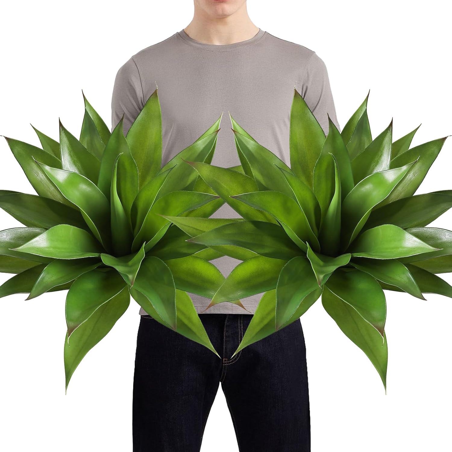 Green Faux Succulent — 5" — Unpotted Large Succulent - 2pcs Green