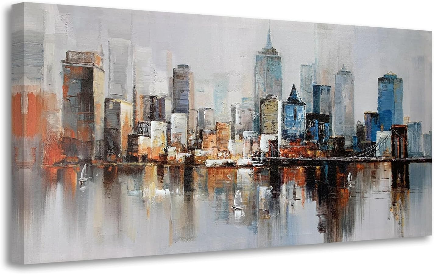 Framed Beige Canvas Wall Art — 40" — 40"L x 20"W