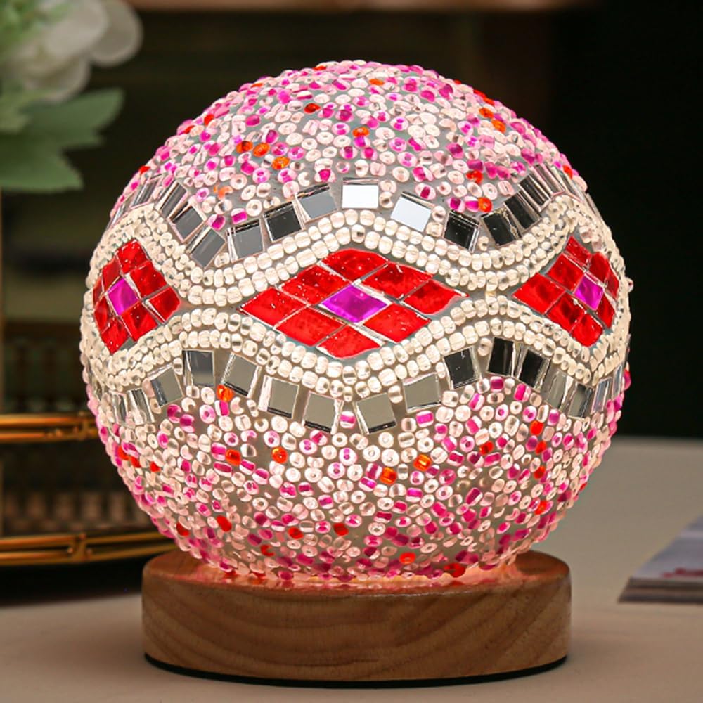 USB Boho Blue Bedside Lamp — 4.7" — Baroque