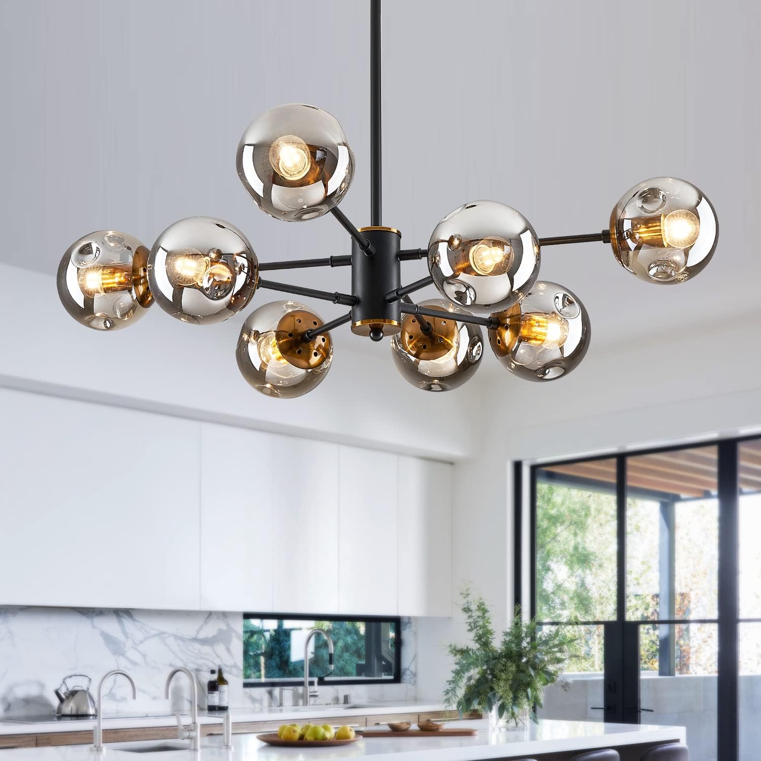 Vintage Farmhouse Black Chandelier — 6-Light — Black/Gold 8-Light