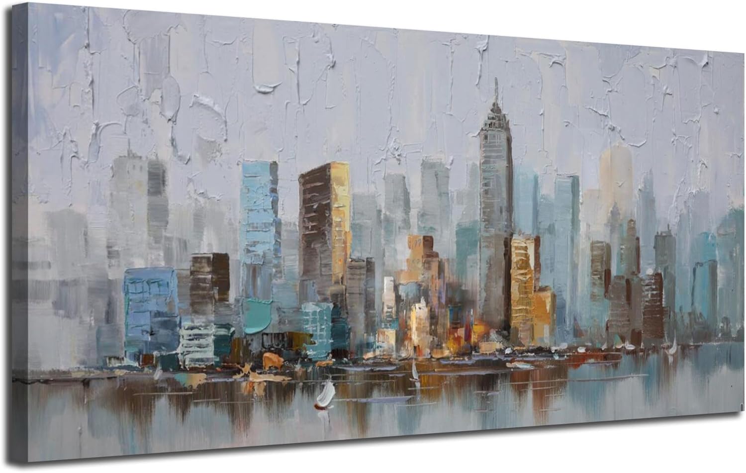 Framed Modern Blue Canvas Wall Art — 40" - View 2
