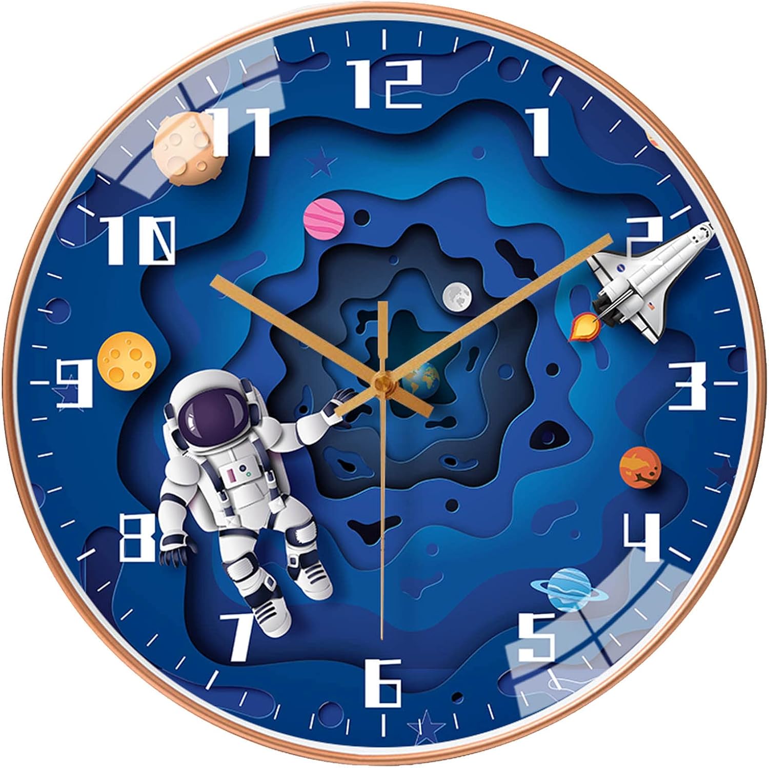 Battery Operated Blue Wall Clock — 12" — Blue