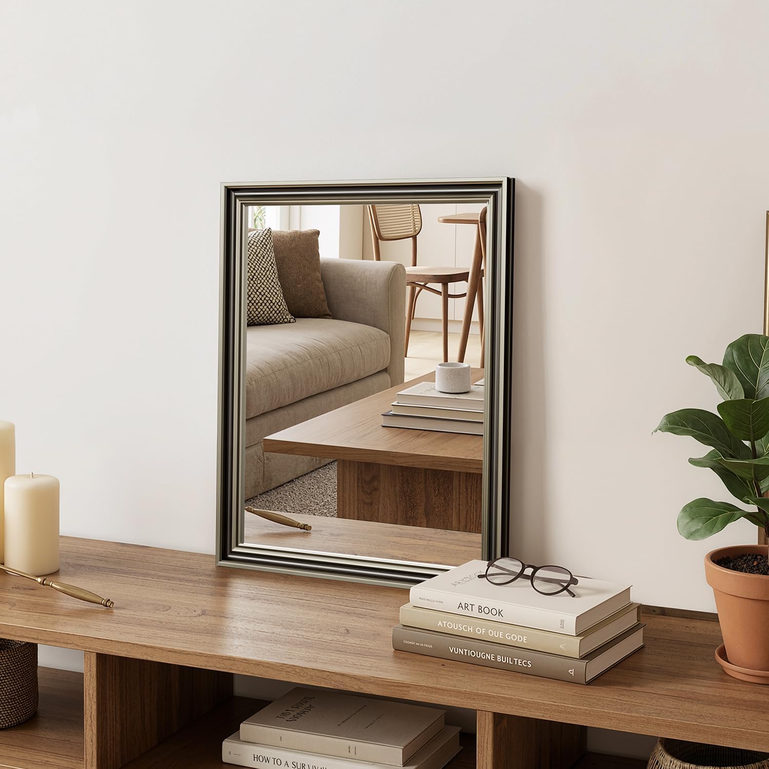 Framed Farmhouse Gold Wall Mirror — 20" — Retro Copper