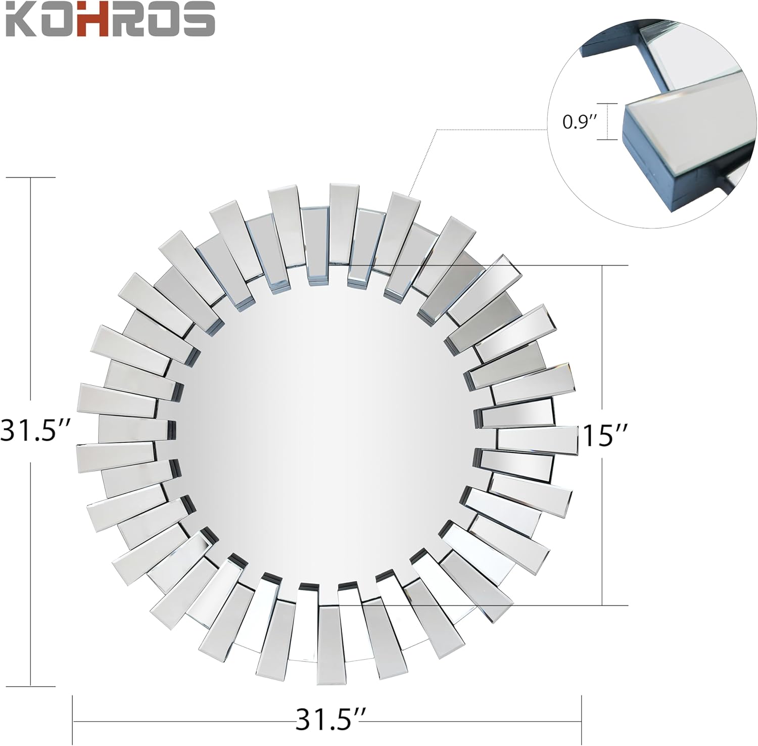 Glass Round Mirror — 32" - View 2