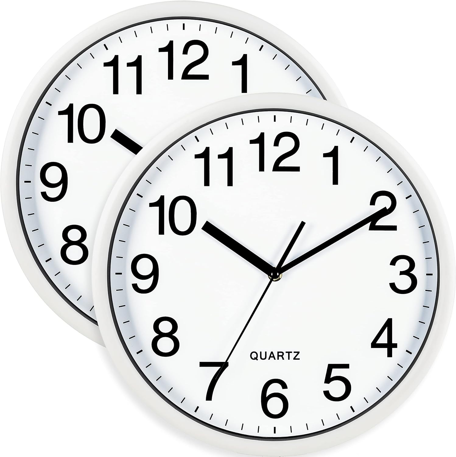 Battery Operated Black Wall Clock — 13" — White