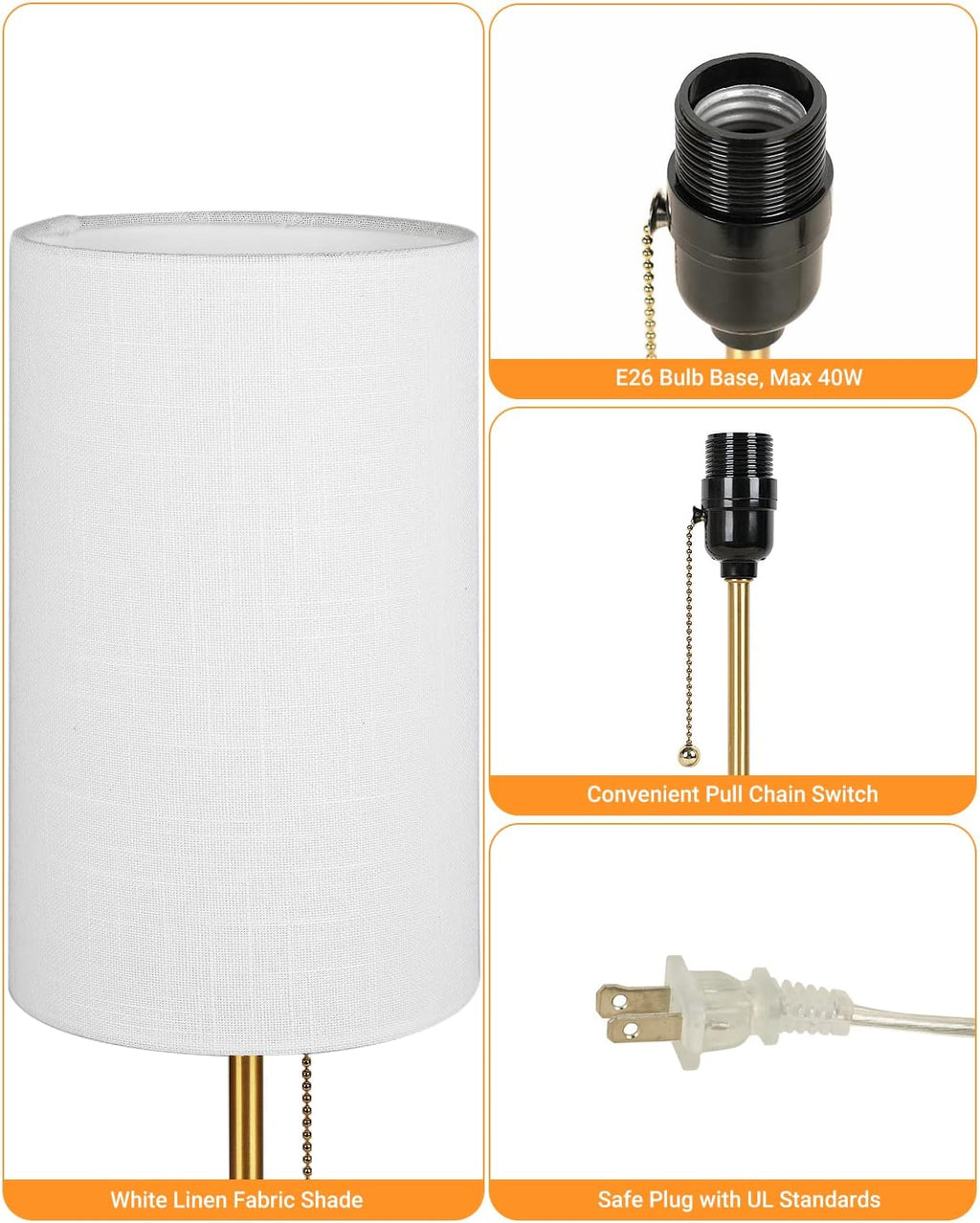 Dimmable Luxe Beige Bedside Lamp — 5" - View 7