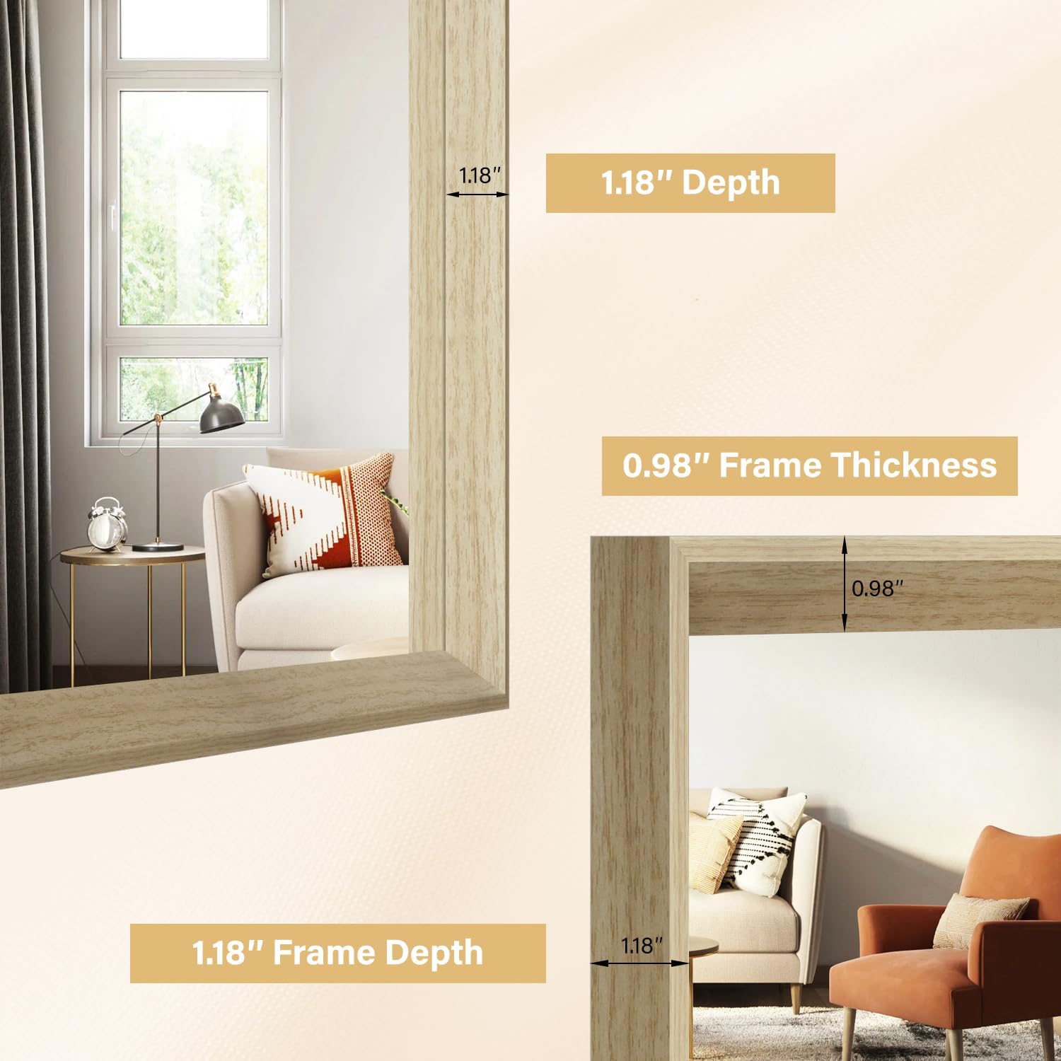 Framed Farmhouse Gold Wall Mirror — 30" - View 4