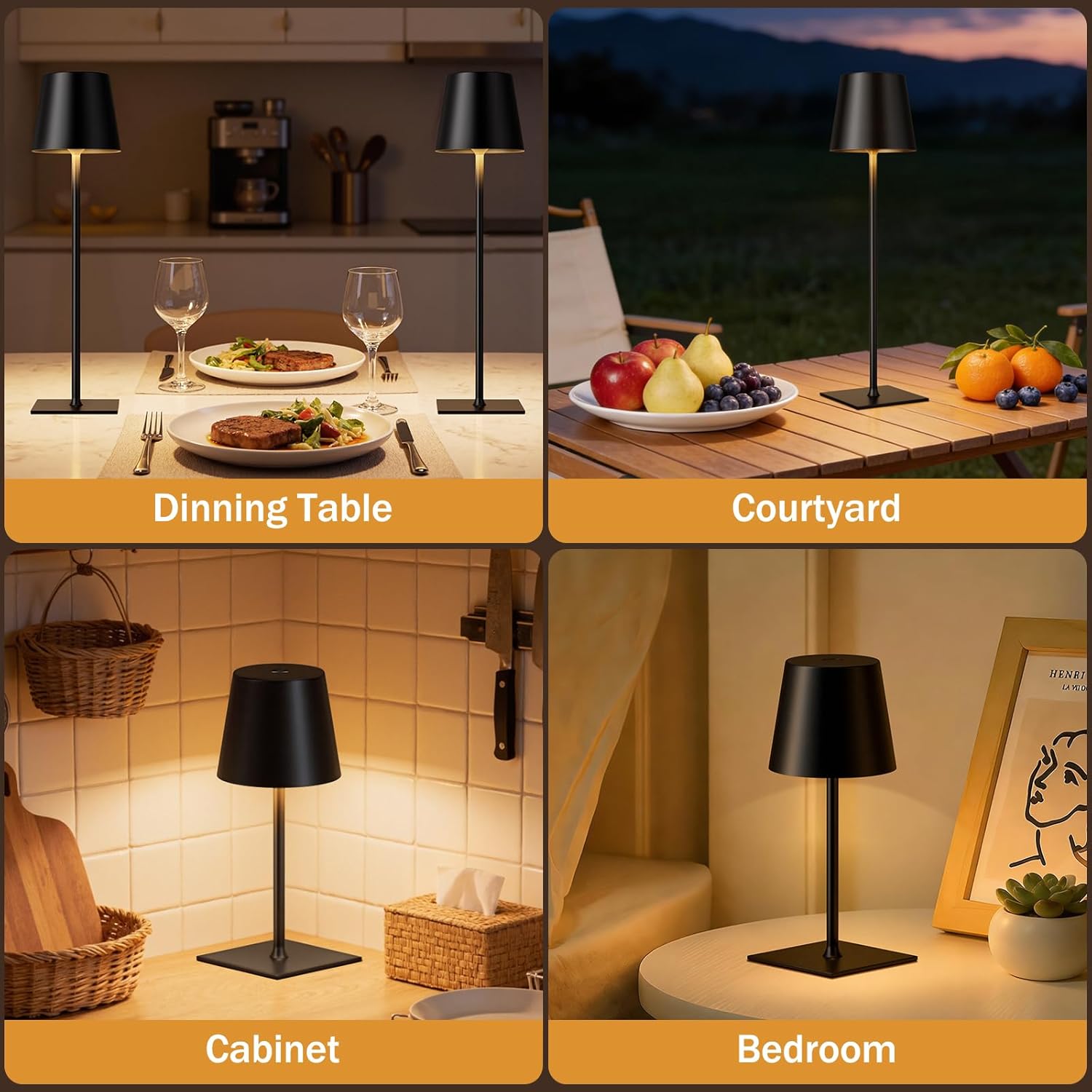 Cordless Black Desk Lamp - View 6
