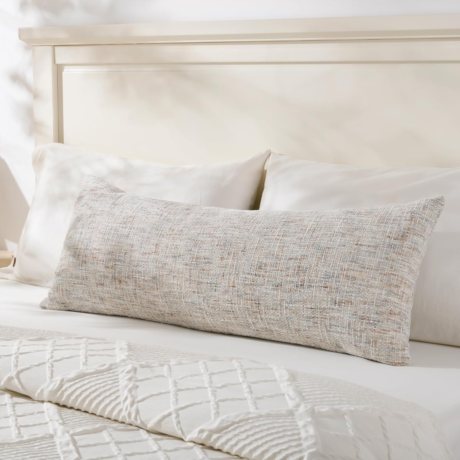 Chenille Boho Beige Throw Pillow Cover — 20" — Neutral